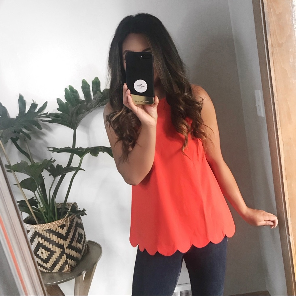 Stacey Scalloped Tank - Tomato Red - Picture 4 of 6